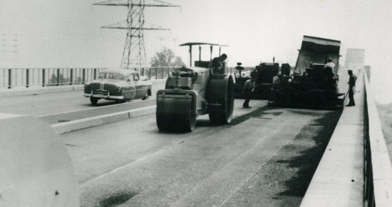 Queen Elizabeth Way, Asphalt Paving of Burlington Skyway Bridge, Burlington, Ontario -1958
